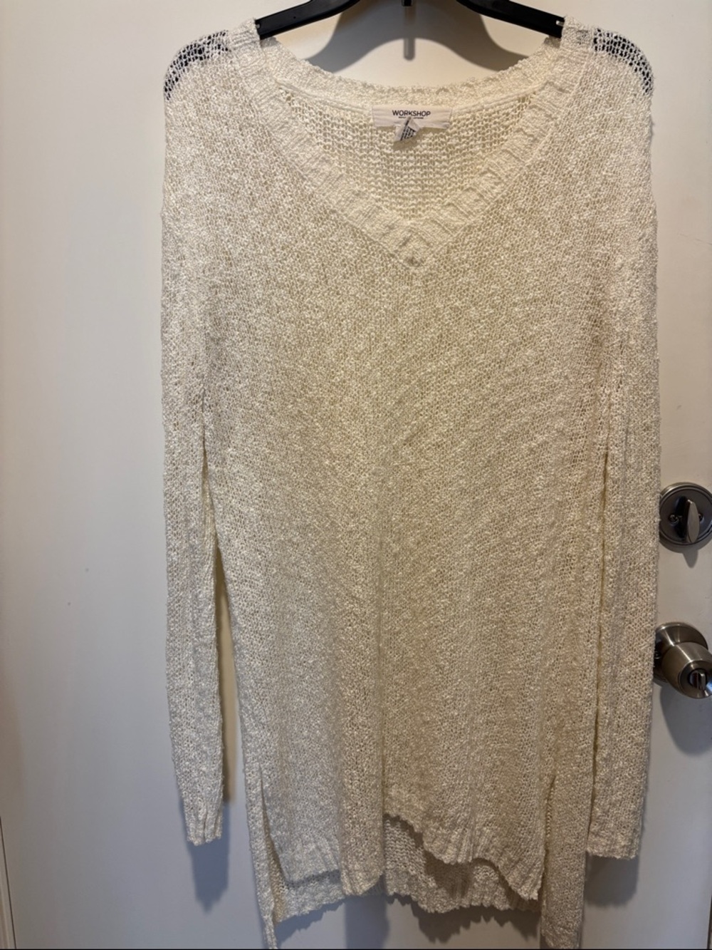 Workshop Republic Clothing Cream V-Neck Lightweight Pullover Sweater